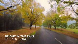 Bright town in the rain -