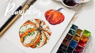 FALL PUMPKINS | Watercolour TIMELAPSE | Aquarellina