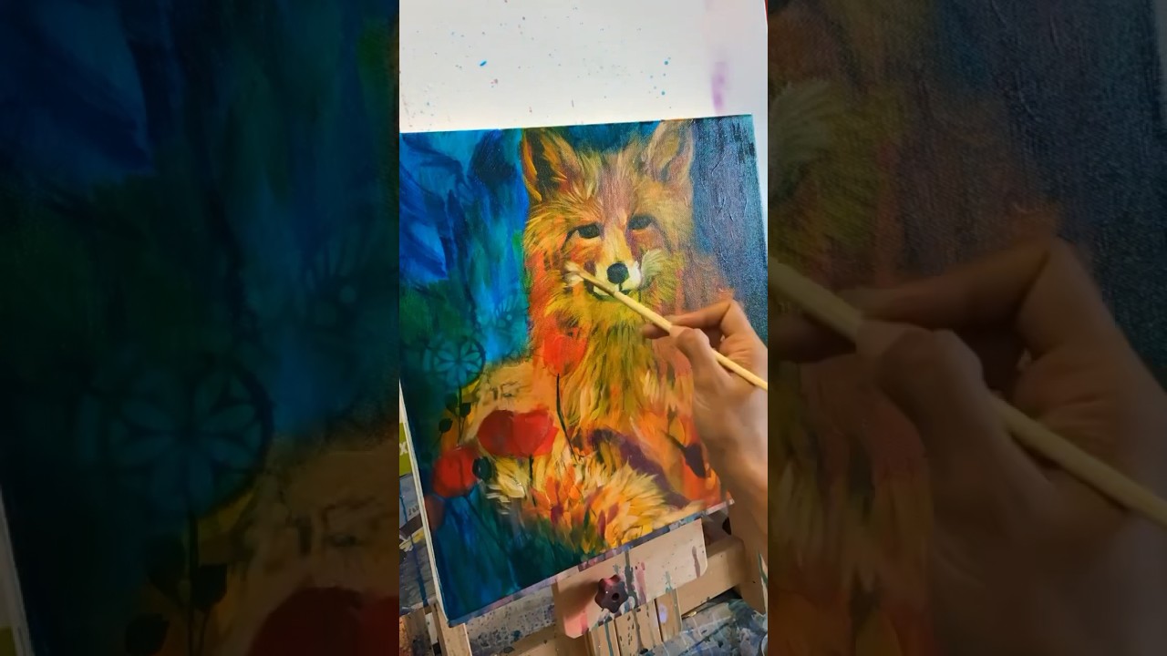 How to paint a fox painting using oil paints on canvas and Artyshils