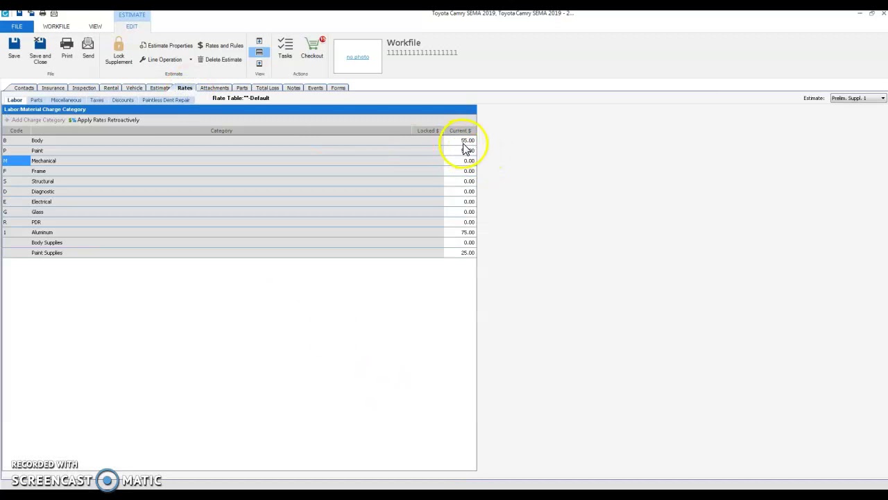 Retroactively apply labor rate to supplements and estimate of record