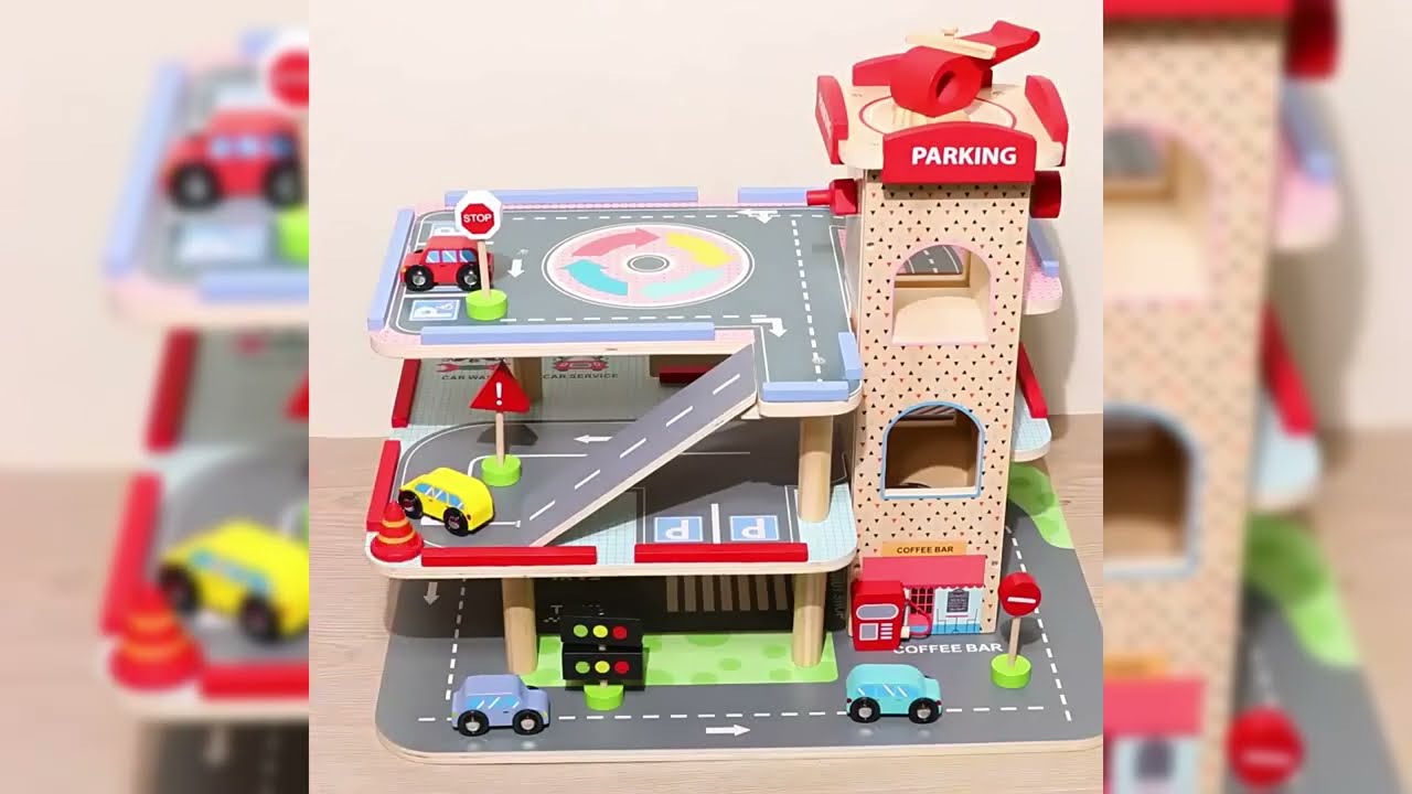 Holz-Parkhaus für Kinder Spielzeug Parkgarage Kinderspielzeug Spielgarage