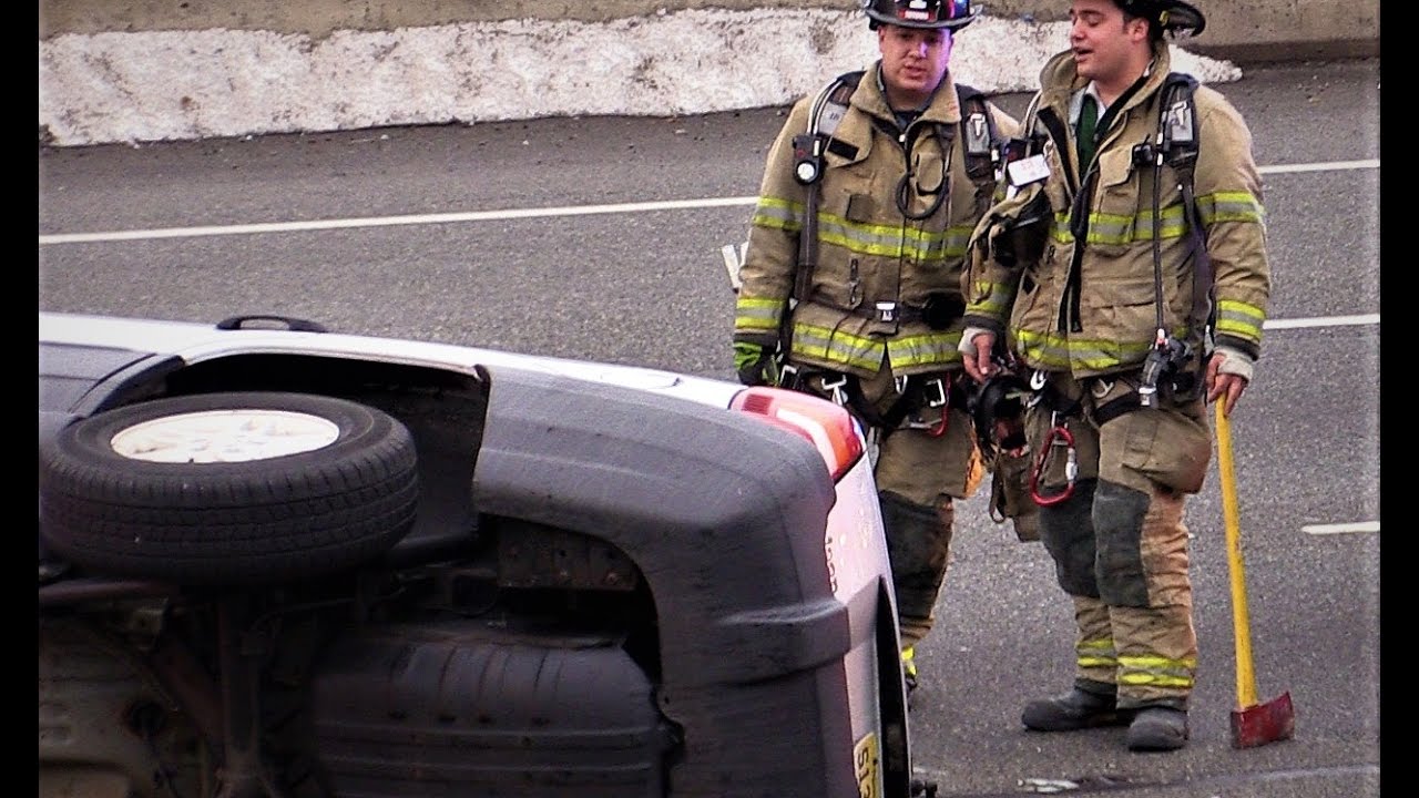 Totowa NJ Fire Dept Operates at an Overturned SUV 50 Route 46 East