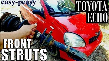 HOW TO REPLACE FRONT STRUTS on TOYOTA ECHO EASY-PEASY in 5 minutes! | Save Alignment.