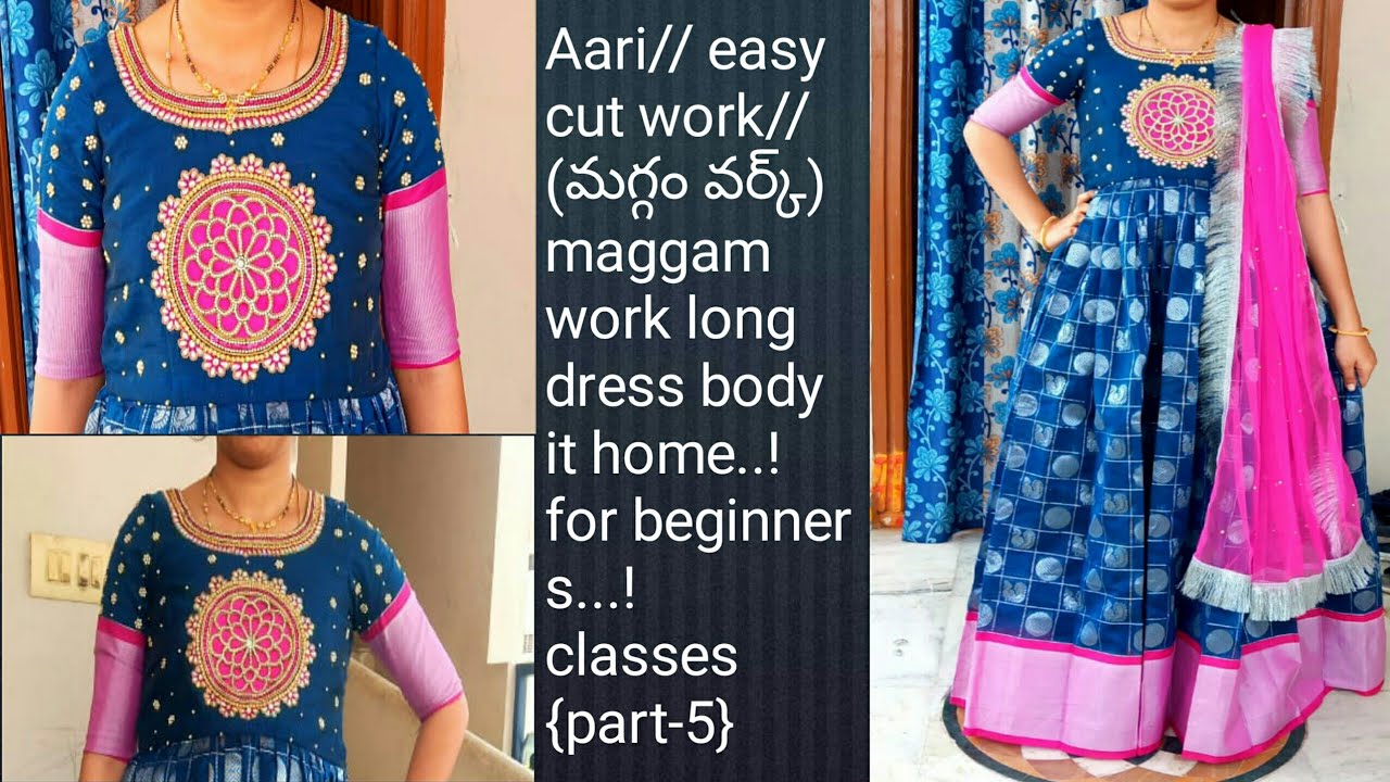 Maggam work  Designer long frock Vennela designers 7207750555  Facebook