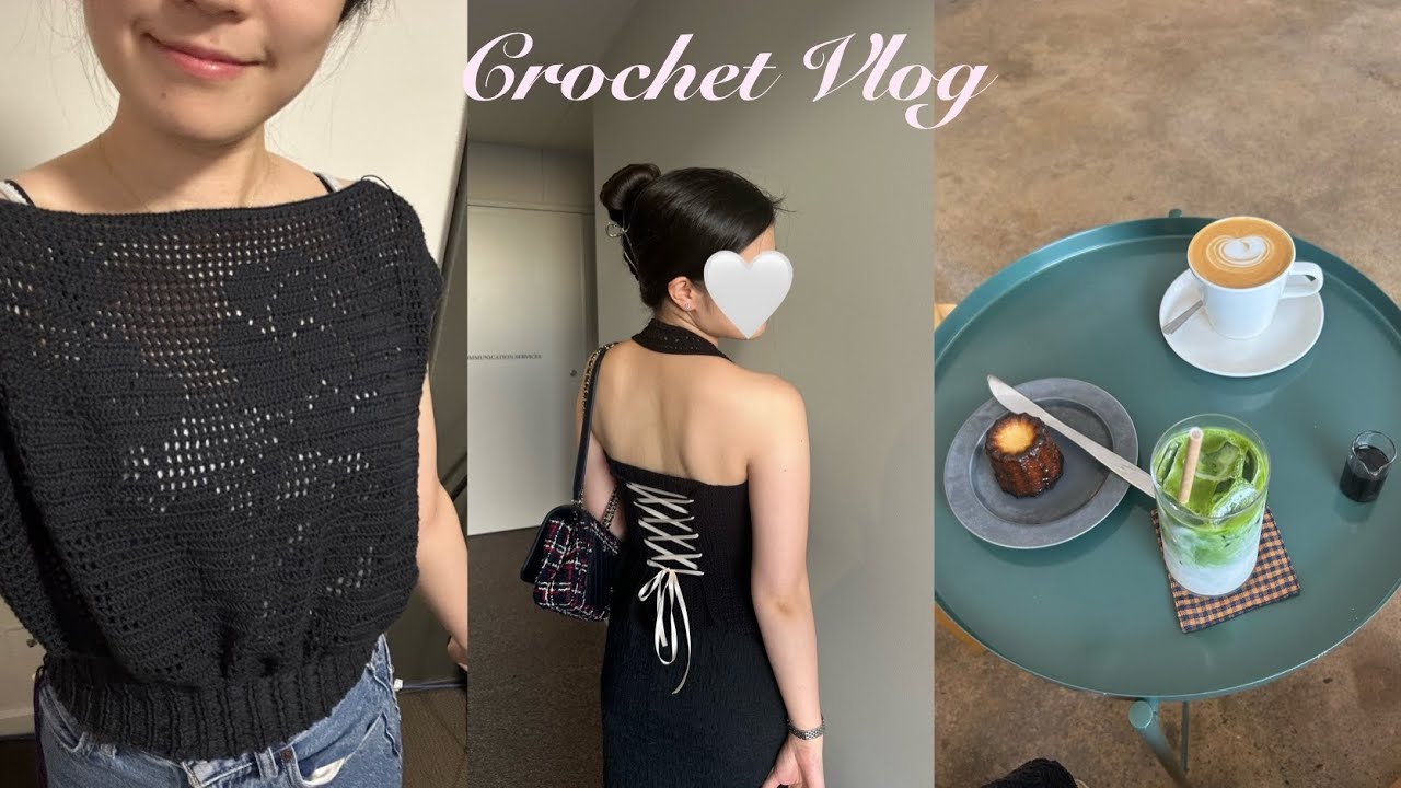 Can i crochet  ALL outfit for Singapore trip ?Pt1 🧶/ filet crochet top, freehand knit top