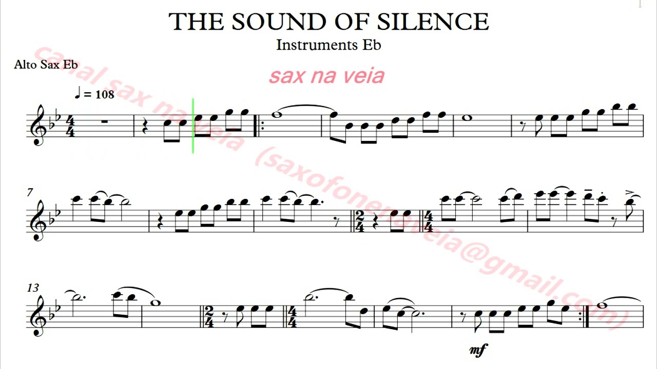 The sound of silence Simon&Garfunkel Alto Sax Eb Playalong