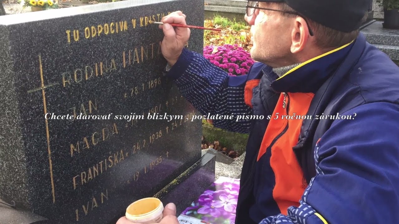 Obnova zlatých nápisov na náhrobných pomníkoch