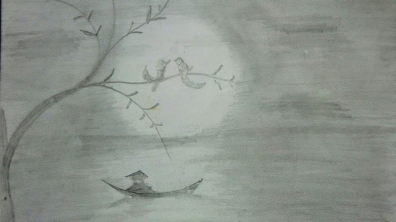 Cara Menggambar Pemandangan Dengan Pensil How To Draw Moonlight