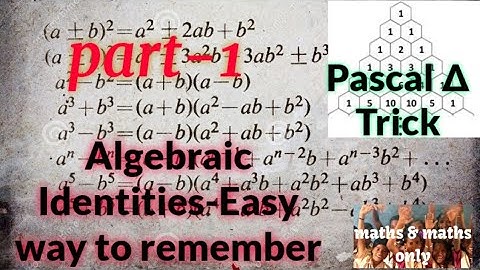 9th 8th Maths|Easy Tricks to remember Formulas|Algebraic identities|pascal triangle