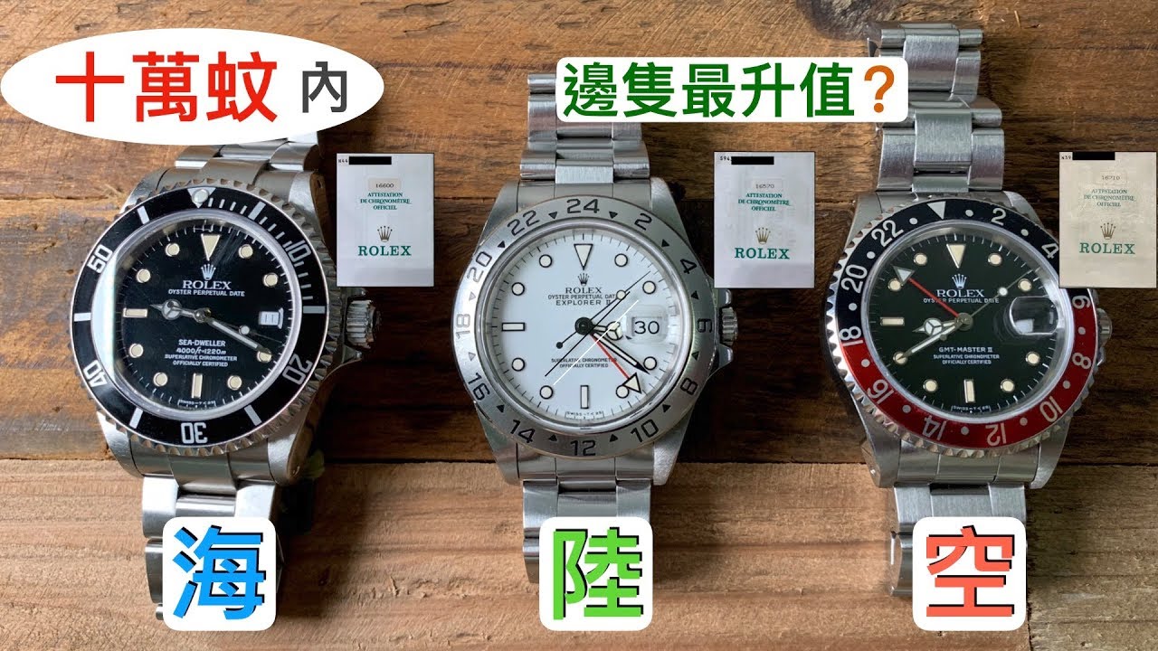 Rolex 90年代3隻T-25 邊隻升值快 