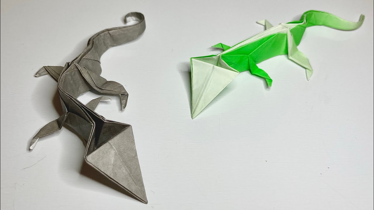 折り紙 トカゲの折り方 Origami How To Make A Lizards Kamiso Channel 折り紙モンスター
