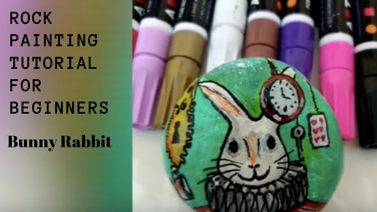 Rock Painting Tutorial For Beginners - Bunny Rabbit - YouTube