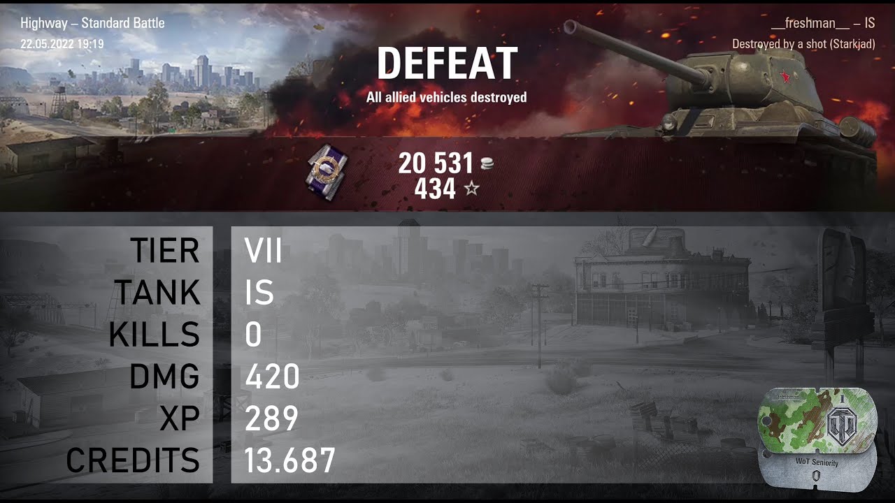 [672] IS / 0 kills / 420 dmg / 289 xp / 13.687 credits || World of ...
