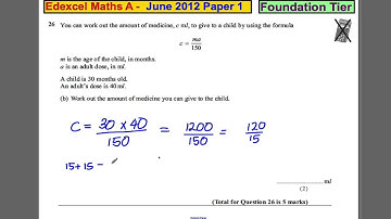 Q26 Edexcel GCSE Maths 1F June 2012