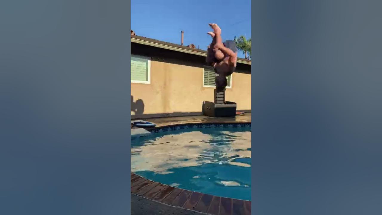 Diving board gainer into pool YouTube