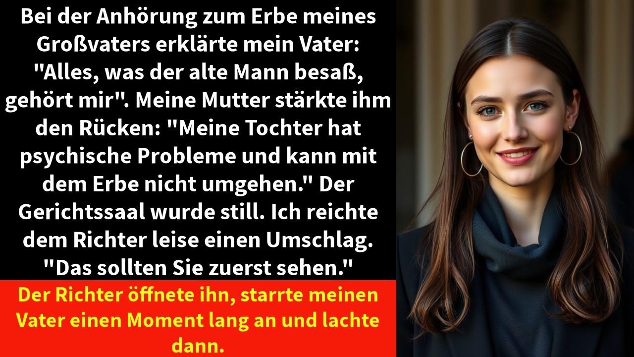 „Alles gehört mir“, sagte Papa – dann öffnete der Richter meinen Umschlag und lachte laut darüber