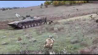 Incredible footage of a Russian BMP-2 surrendering to Ukrainian infantry. Slava Ukraine! Self Record