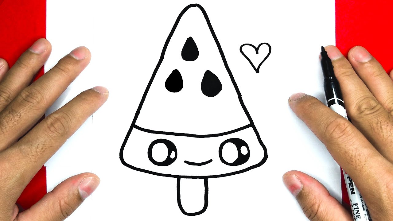 HOW TO DRAW CUTE WATERMELON ICE CREAM, STEP BY STEP,DRAW CUTE ...