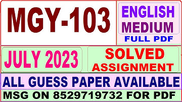 MGY 103 solved assignment 2023 / mgy 103 solved assignment july 2023 / ignou mgy mgy 103 2023-24