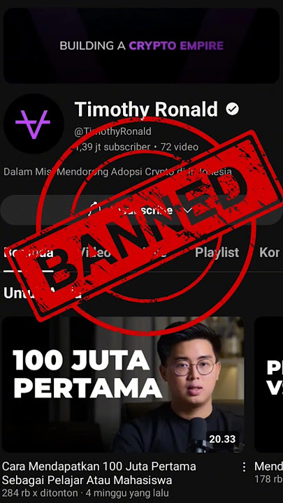 Channel Timothy Ronald dan akademi crypto di Banned YouTube?!! @KepalaBrokoli