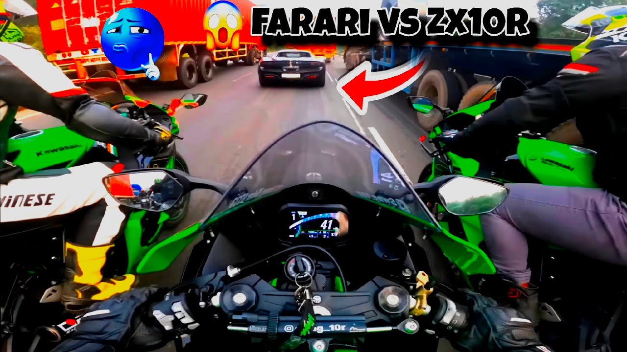 ZX10R & FERRARI Drag 😱|Ninja Zx10R Top Speed💚|Superbike Vs Supercar🔥| 
