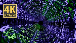 Vj Loop Neon Hypnotic Green Purple Tunnel Abstract Background Video Lines Pattern 4K Screensaver