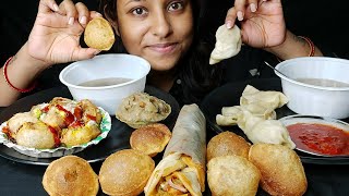 Eating Show - Huge Street Food| Panipuri, Dahi Fuchka, Chicken Momo, Chicken Roll| Asmr Mukbang