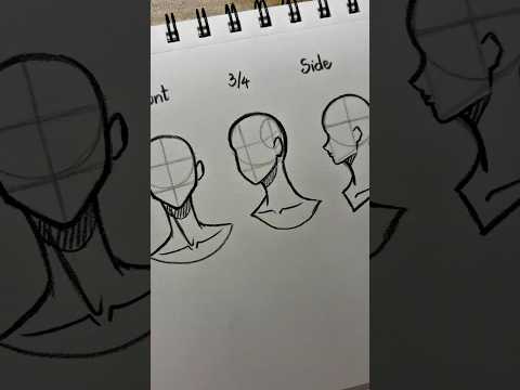 ✏️✨ How to draw head front, 3/4 and side ✨ #drawing #art #howtodraw #shortvideo #tutorial #viral