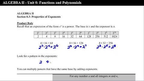 Algebra II - Section 0.3: Properties of Exponents