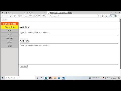 javascript project : notes app in javascript using html css and vanila javascript and localstroage
