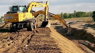 2 SANY SY15H Excavator /SANY 155w well tipe excavator trimming Soil slope Skills