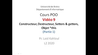Cours POO-Chapitre 3-Partie 9: Constructeur