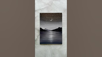 easy moonlight ocean painting 🌙🩶🌊✨ beginner acrylic tutorial #easyart #artshorts #painting #art