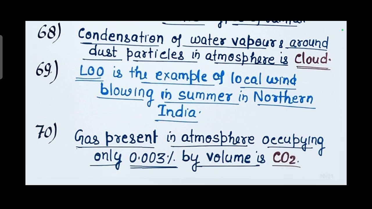 Cl.7 Geography NCERT Points Wise (from 61 to 70) for UPSC UPPCS SSC SI ...