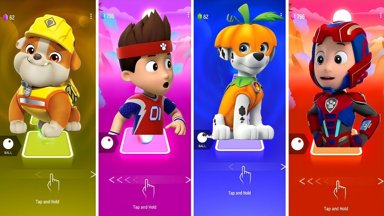 Paw Patrol Rydern 🟠 Rubble Paw Patrol 🟠 Marshall 🟠 Paw Patrol ✨ Coffin Dance Song Tiles Hop EDM Rush