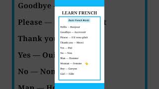 PART 1 | BASIC FRENCH WORDS