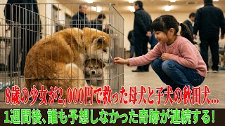 【奇跡の実話】8歳の少女がオークションで、年老いた母犬と子犬の秋田犬をわずか2,000円で購入…そして1週間後、次々と奇跡が起こった。