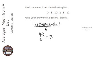Averages: Mean from A List (Grade 2) - OnMaths GCSE Maths Revision