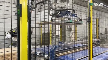 Outfeed a production line with ExtruGrip vacuum grippers on a robot