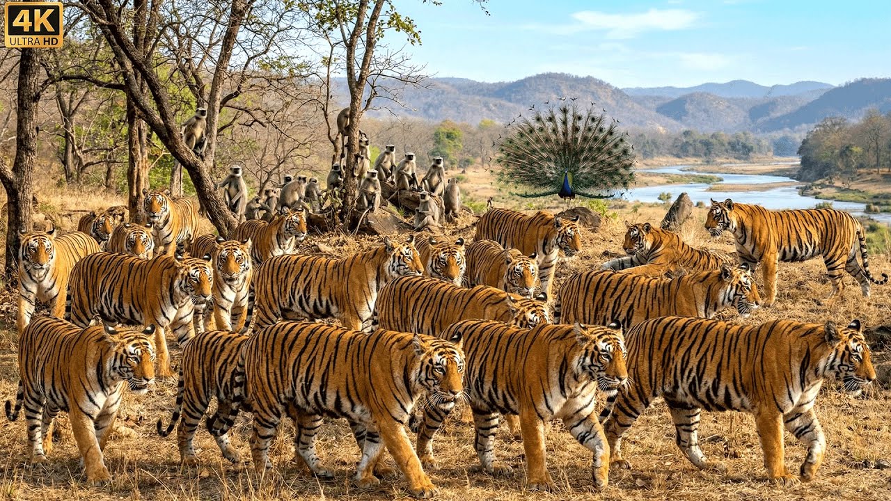 Relaxing Walk in India: The Tiger Reserve - Bengal Tigers, Langurs & The Peacock