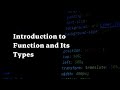 L-1 introduction to Function and Its Types