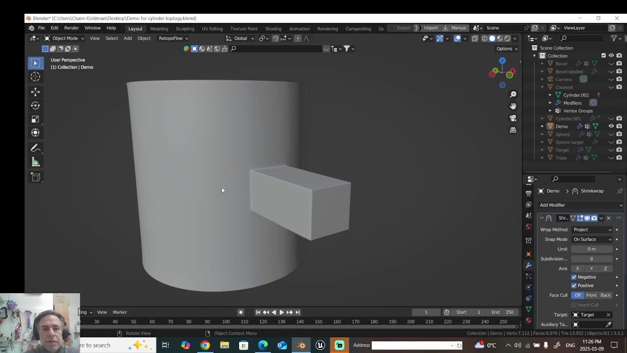 Extruding a cube from a sphere (Sub D topology) - YouTube