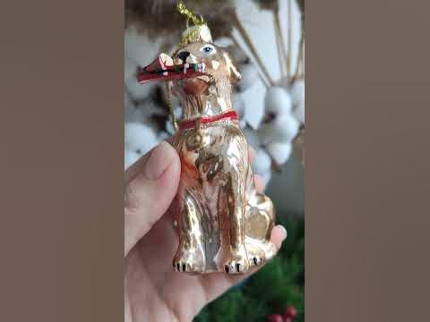 арт.GLT935 ozon ёлочное украшение Пёс с тапочком от Holiday classics # ...