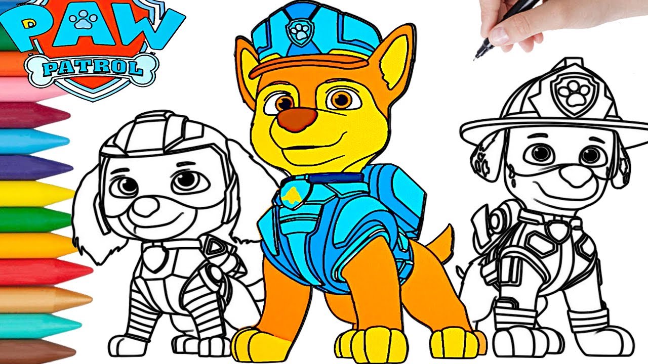 Paw Patrol the Movie 2023 | Chase, Marshall and Skye | Coloring Page ...