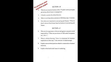 BCOM 6th Sem (SOCIAL AND BUSINESS ETHICS) PU  Question paper 2022-23