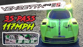 Arrma Vendetta 3S 117MPH Pass!! | SMC 7600 Single Pack #vendetta3schallenge #speedrun #racing