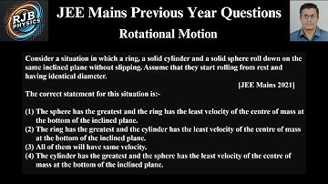 Consider a situation in which a ring, a solid cylinder and a solid sphere roll down on the same
