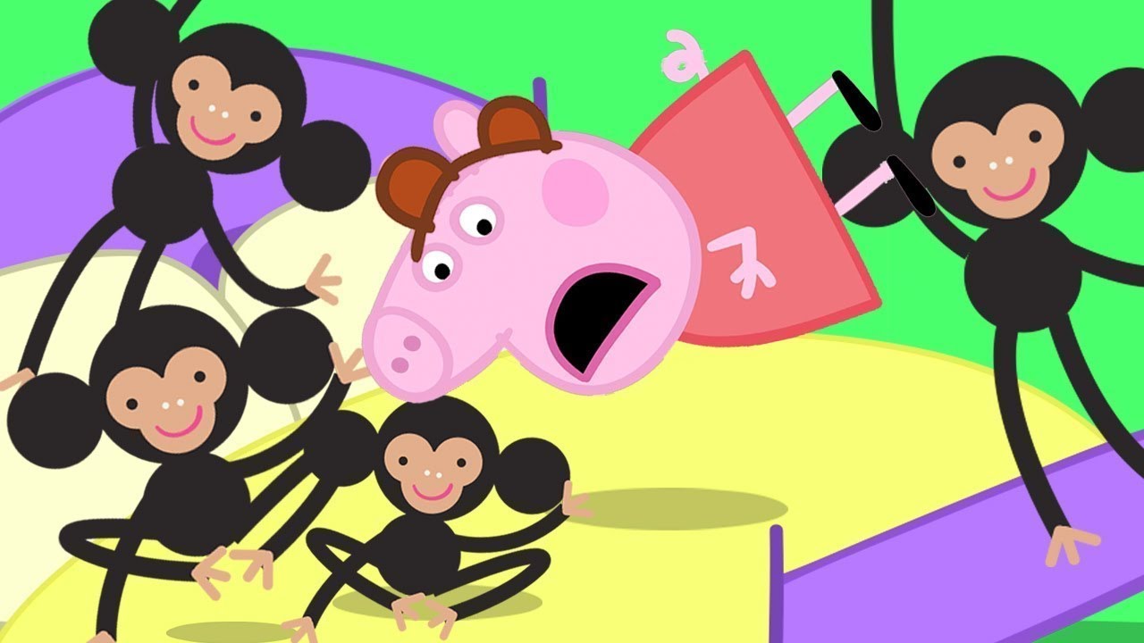 Peppa Pig Five little Monkeys Jumping on the Bed Nursery Rhymes