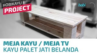 Sore iseng, cara membuat meja kayu kecil dari palet jati belanda (pinewood) untuk meja televisi pesenan temen buat di kantornya. 