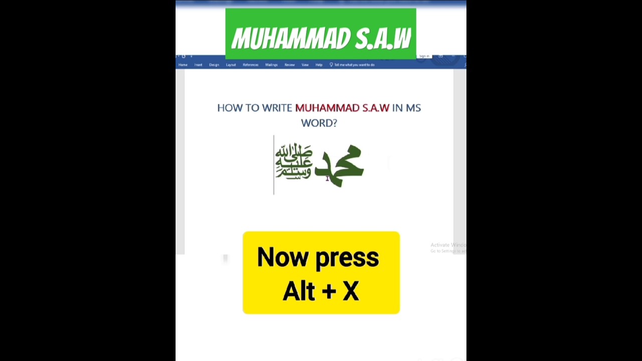 How to write Muhammad S.A.W in Ms Word 🔥